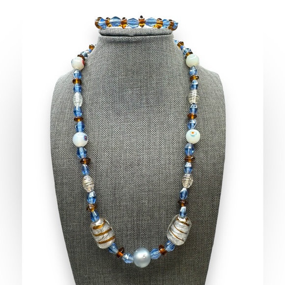 Jewelry - Upcycled Art Glass Necklace Bracelet Set